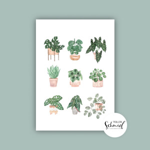 Postkarte A6 potted plants no.2 by Frollein Schmid
