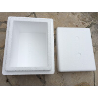 Kleine Styroporkiste für den Transport von Fröschen Maße: 26x21x18